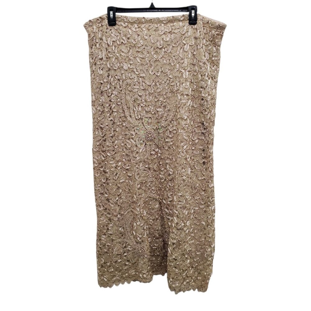 S.M. Collection Vintage Pale Pink Cream Fairycore Lace Whimsy Twee Maxi Skirt‎ L
